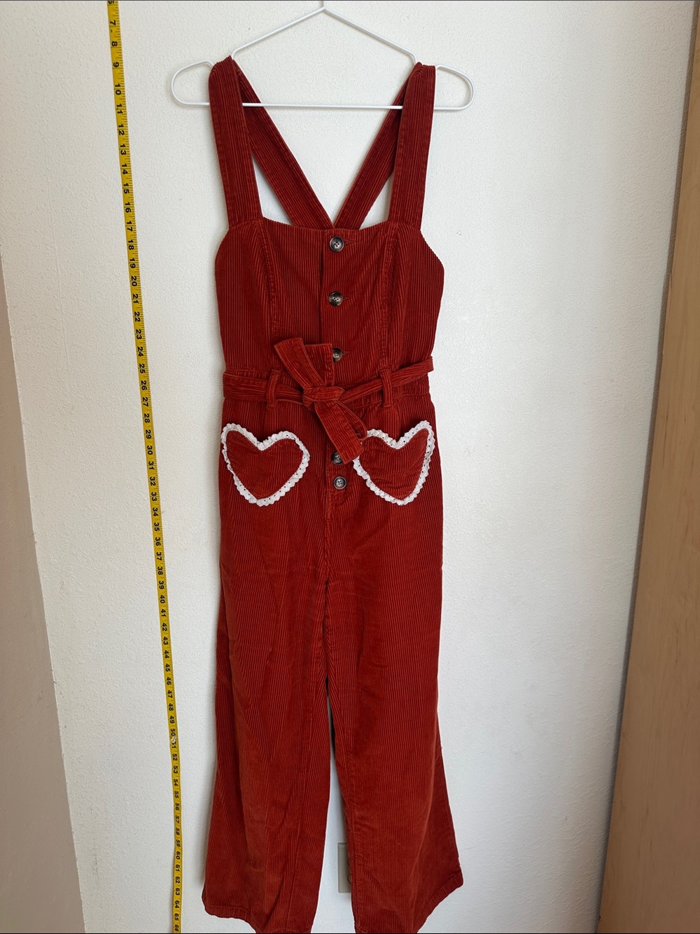 Rachel Antonoff Rust Corduroy Heart-Pocket Jumpsuit